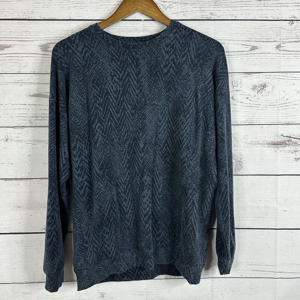 Athleta Sweatshirt Womens Medium Blue Crew Pull Over Stretch Studio To Street